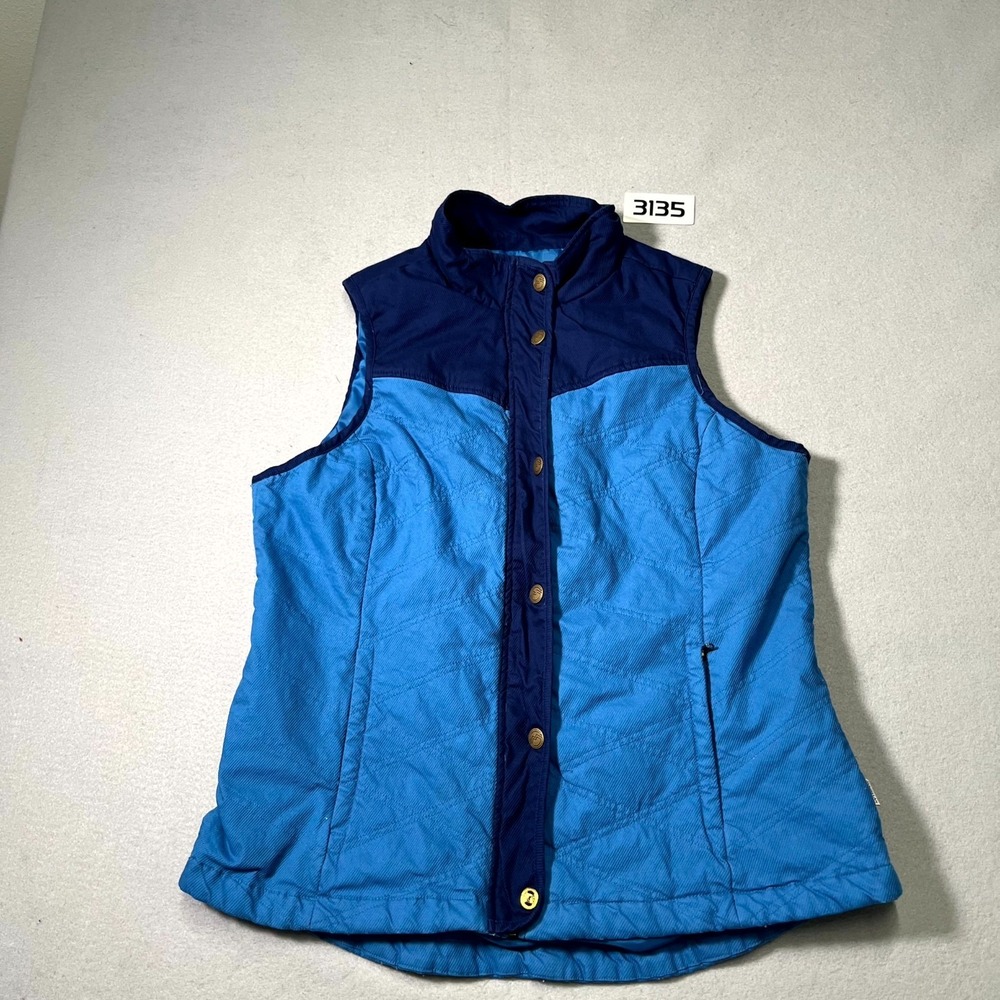 Magellan‎ Outdoors Vest Womens 1X Blue Full Zip Snap Front Classic Fit Mock Neck